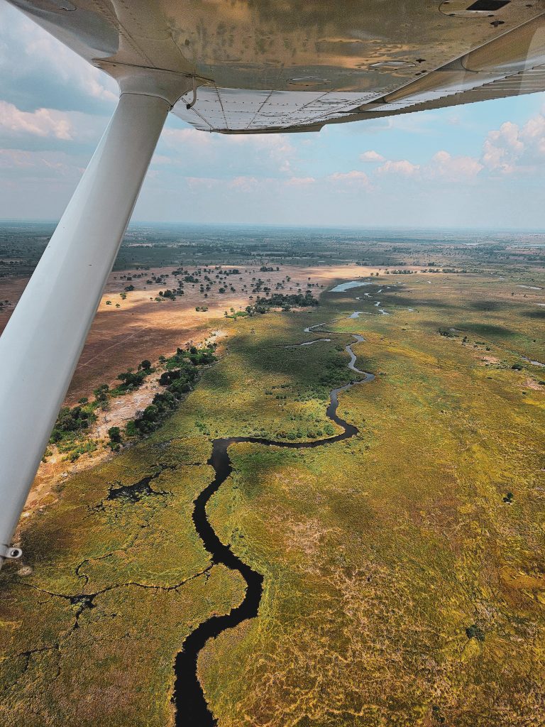 The Okavango Delta as seen from a plane 